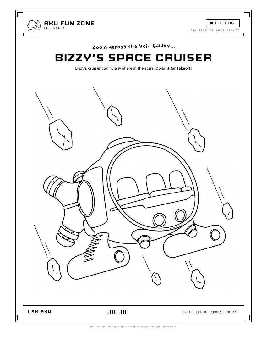 Bizzy's Space Cruiser, coloring page printable sheet