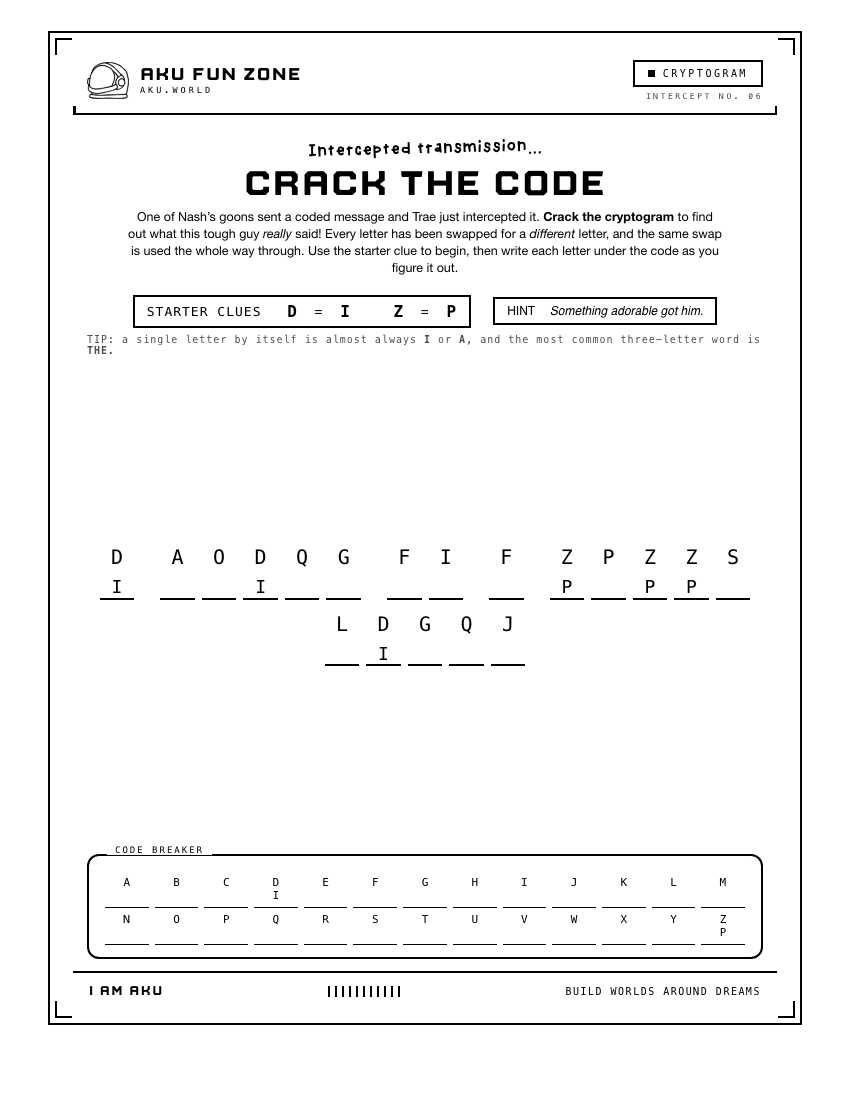 Decoder number 06 printable activity sheet