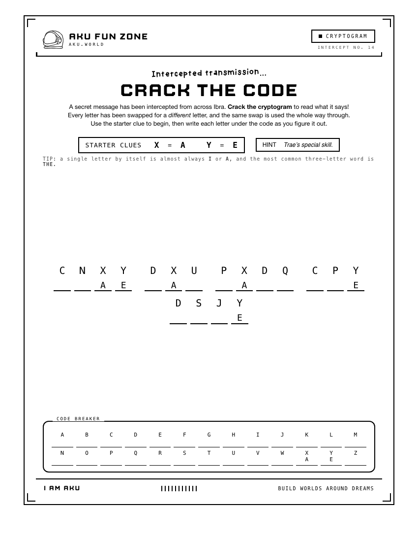 Decoder number 14 printable activity sheet
