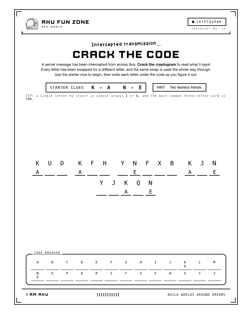 Decoder number 15 printable activity sheet