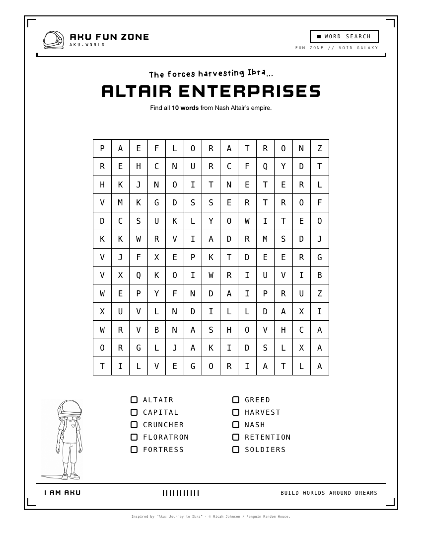 Nash Altair, word search printable sheet