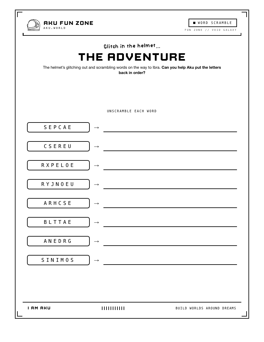 Scramble number 09 printable activity sheet