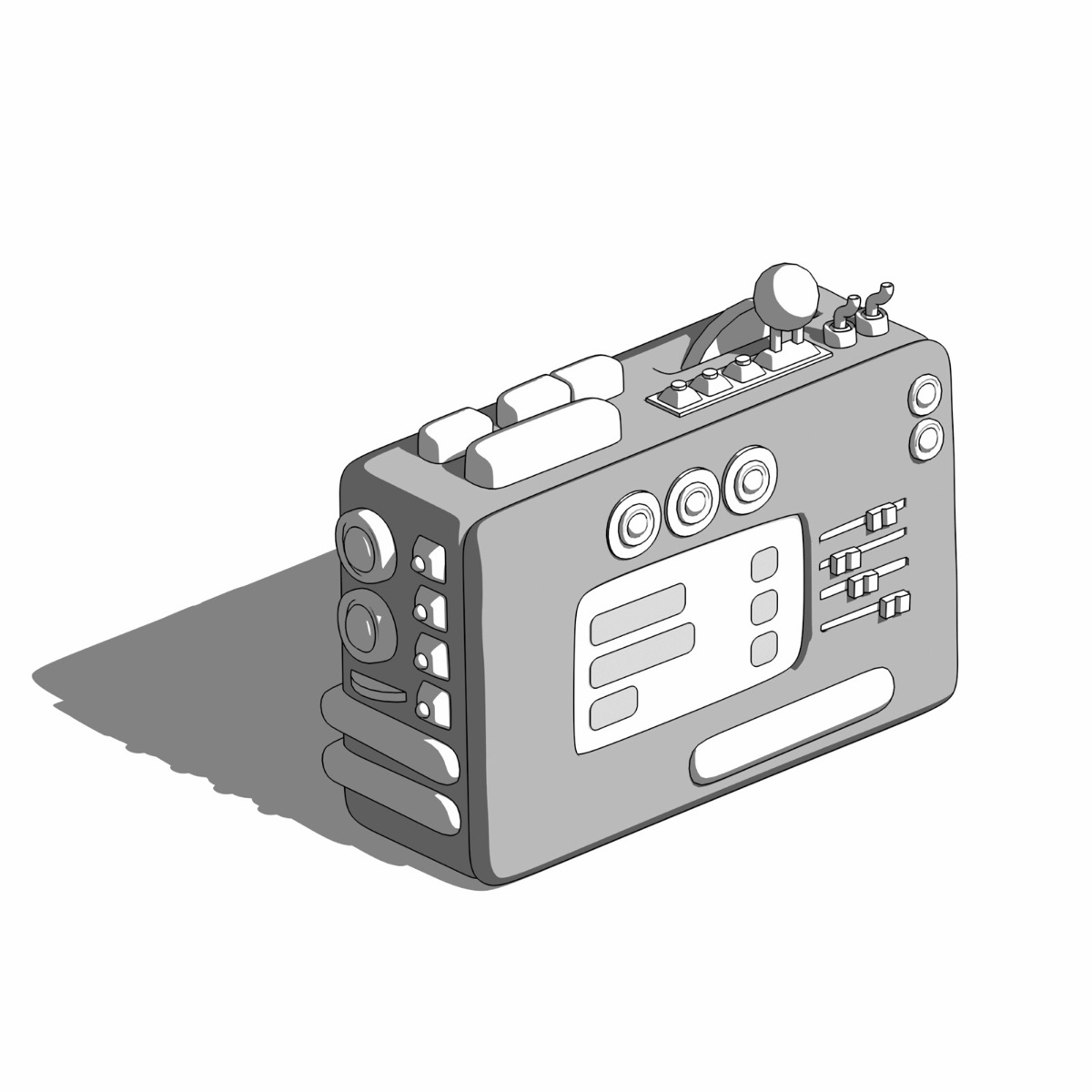 Illustration of the AstroBeat, a retro Walkman-style comms device