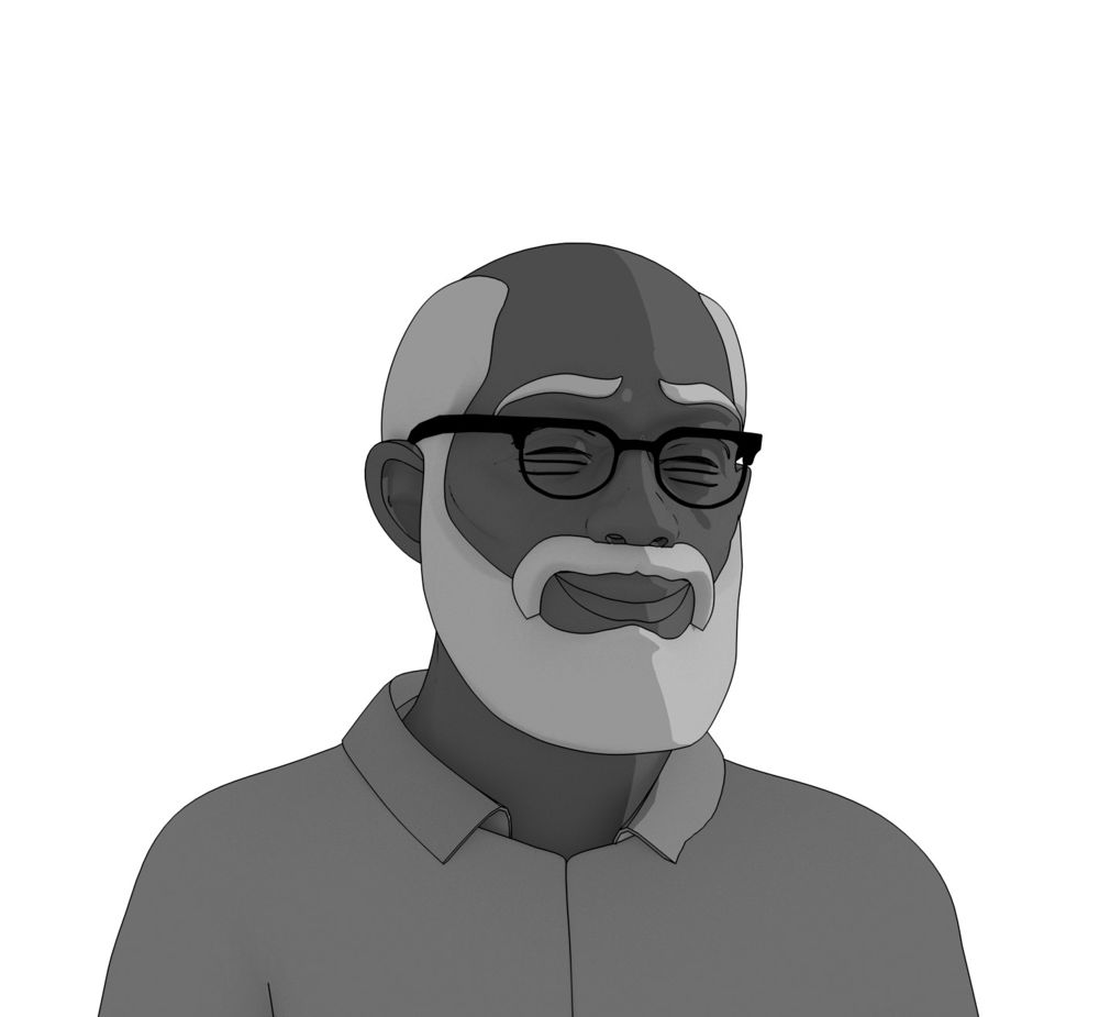 Captain Robert Underwood, Aku's grandfather, smiling in eyeglasses